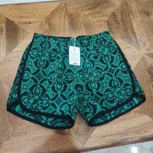 Marine Serre Green and Black Patterned Knit Shorts